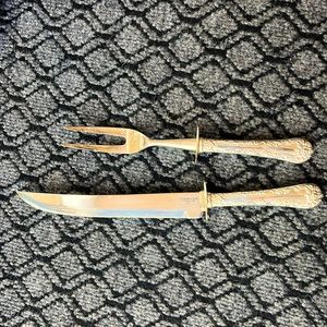 WM Rodger & Sons Silver Plated Stainless blade Serving Knife and Fork Set